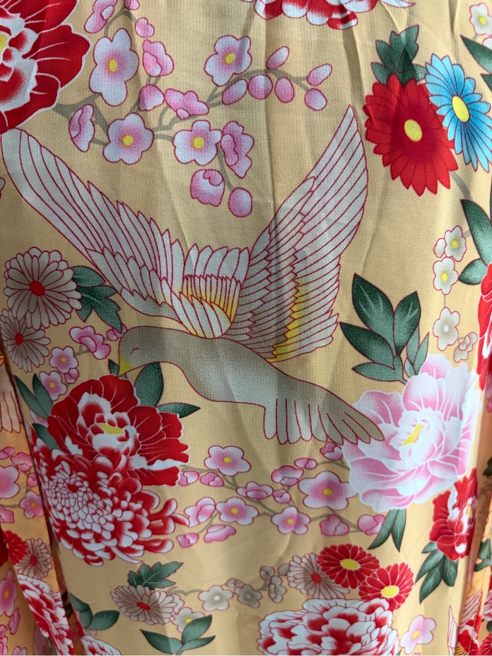 Floral Peach Maxi Dress with Red Accents - Picture 2 of 3